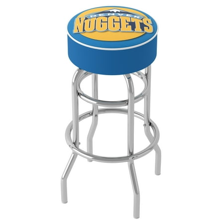 Denver Nuggets NBA Padded Swivel Bar Stool - Blue, Yellow, White