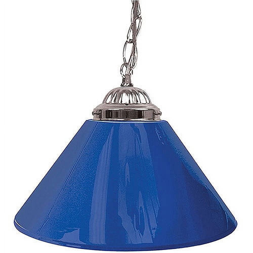 Elegant 14" Chrome Blue Single Shade Hanging Lamp