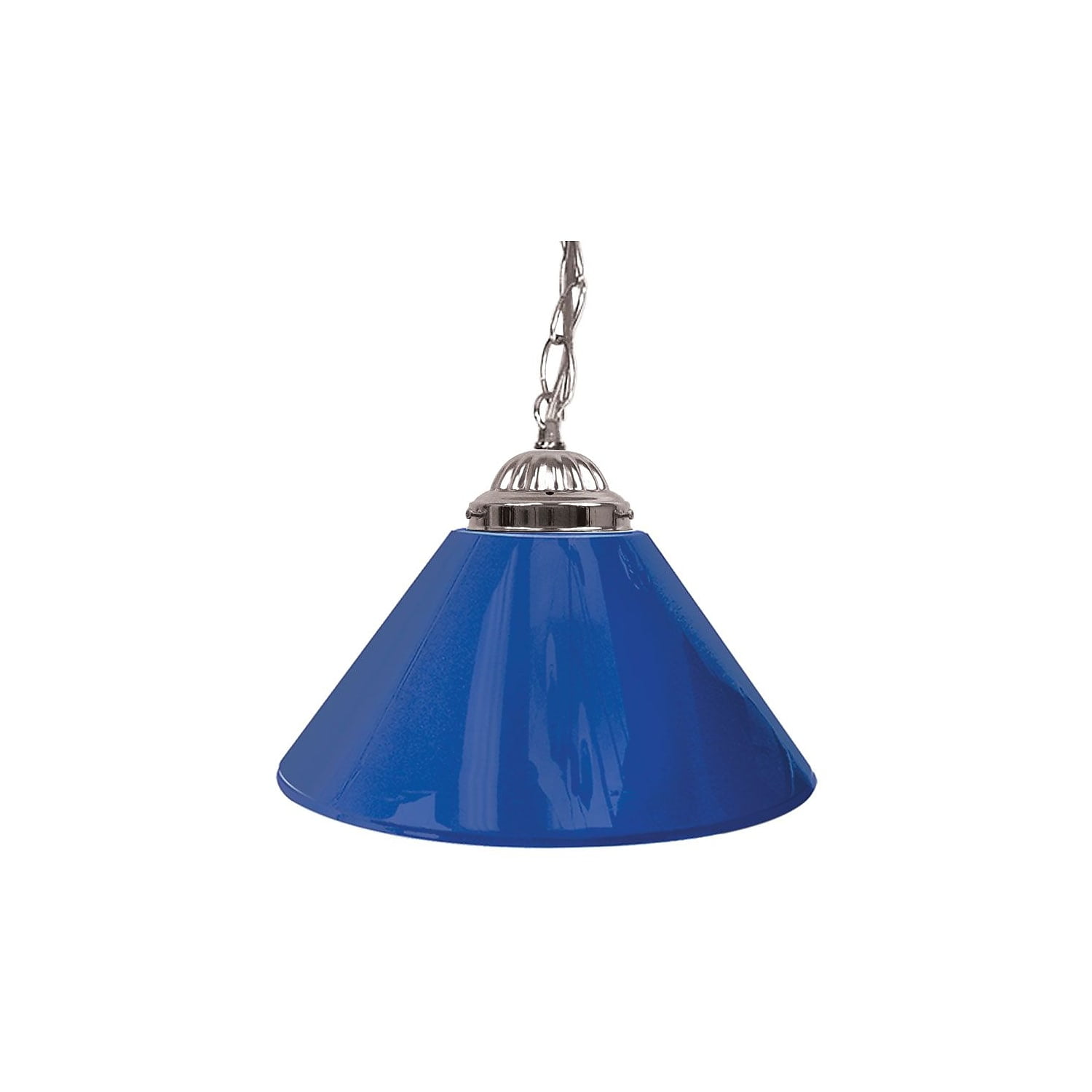 Elegant 14" Chrome Blue Single Shade Hanging Lamp