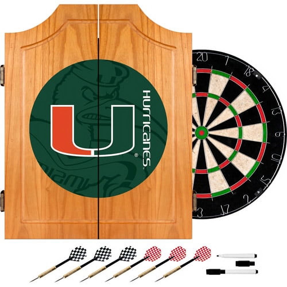 Trademark Global University of Miami Wood Dart Cabinet Set Fade (MIA7000-FADE)