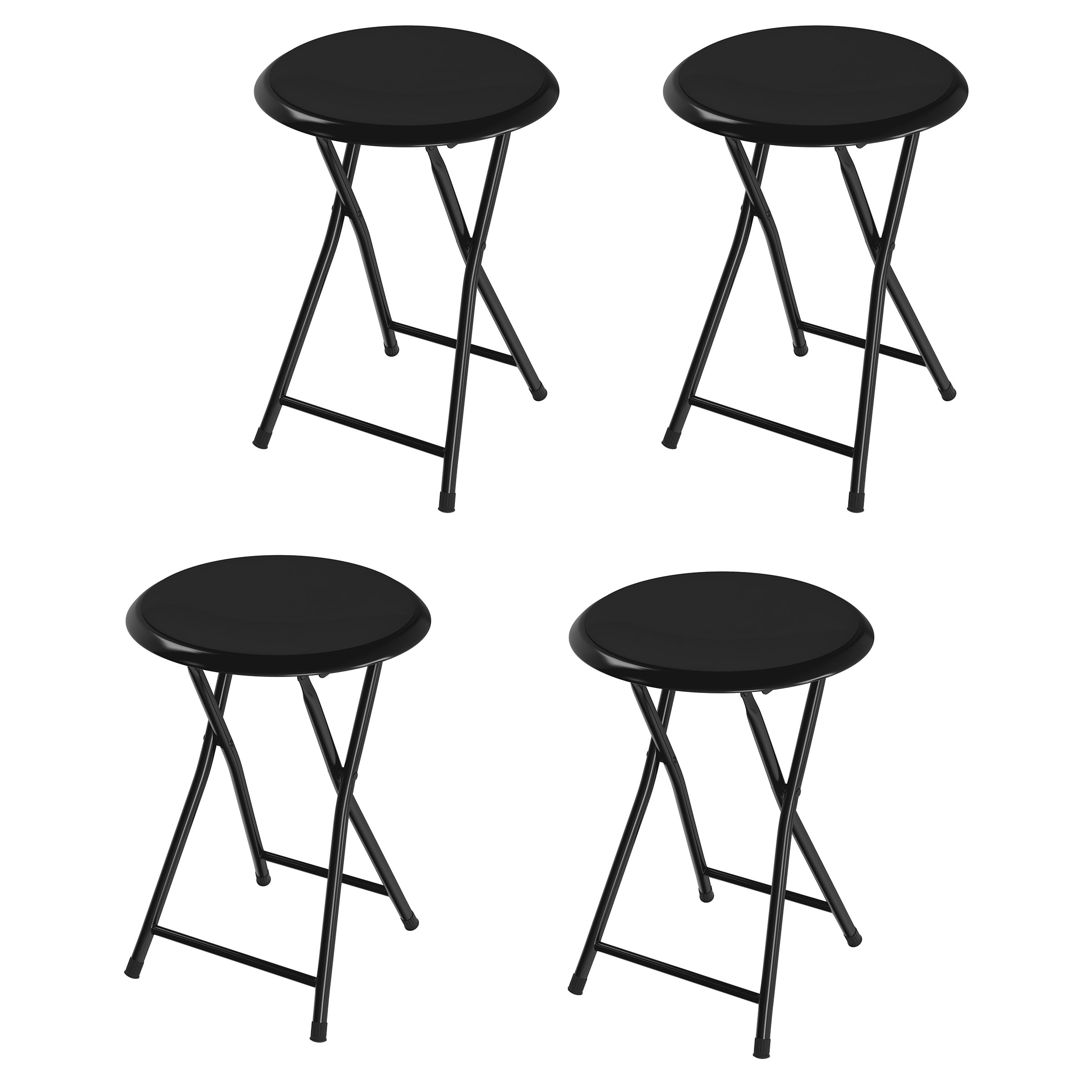 Heavy-Duty Black Metal Folding Bar Stools, Set of 4