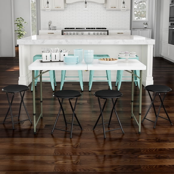 Lavish Home Backless 18-Inch Folding Stool with 225lb Capacity (Black)