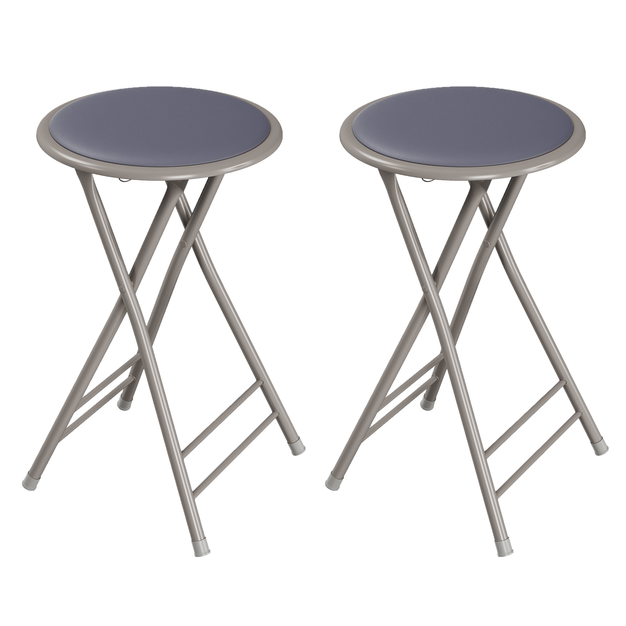 Trademark Home 24Inch Backless Folding Bar Stool, Gray, Set of 2