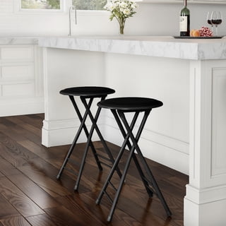 Lavish Home Backless 24-Inch Folding Stool with 225lb Capacity (Black)
