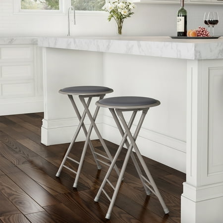 Lavish Home Backless 24-Inch Folding Stool with 225lb Capacity (Gray)