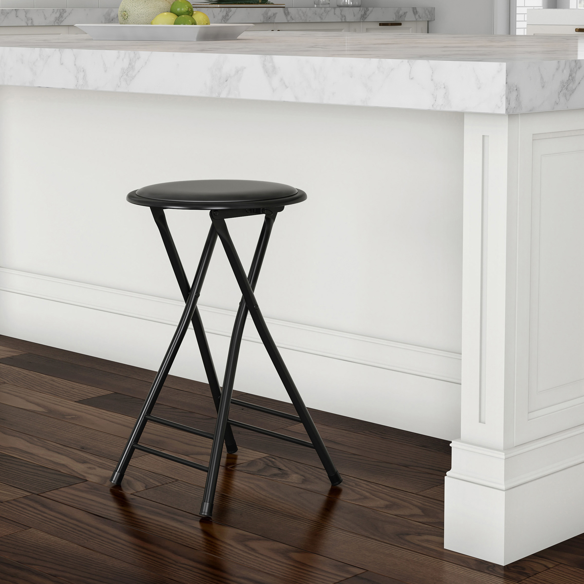 Trademark Home Backless 24-inch Folding Stool with 225lb Capacity (Black) - image 1 of 8