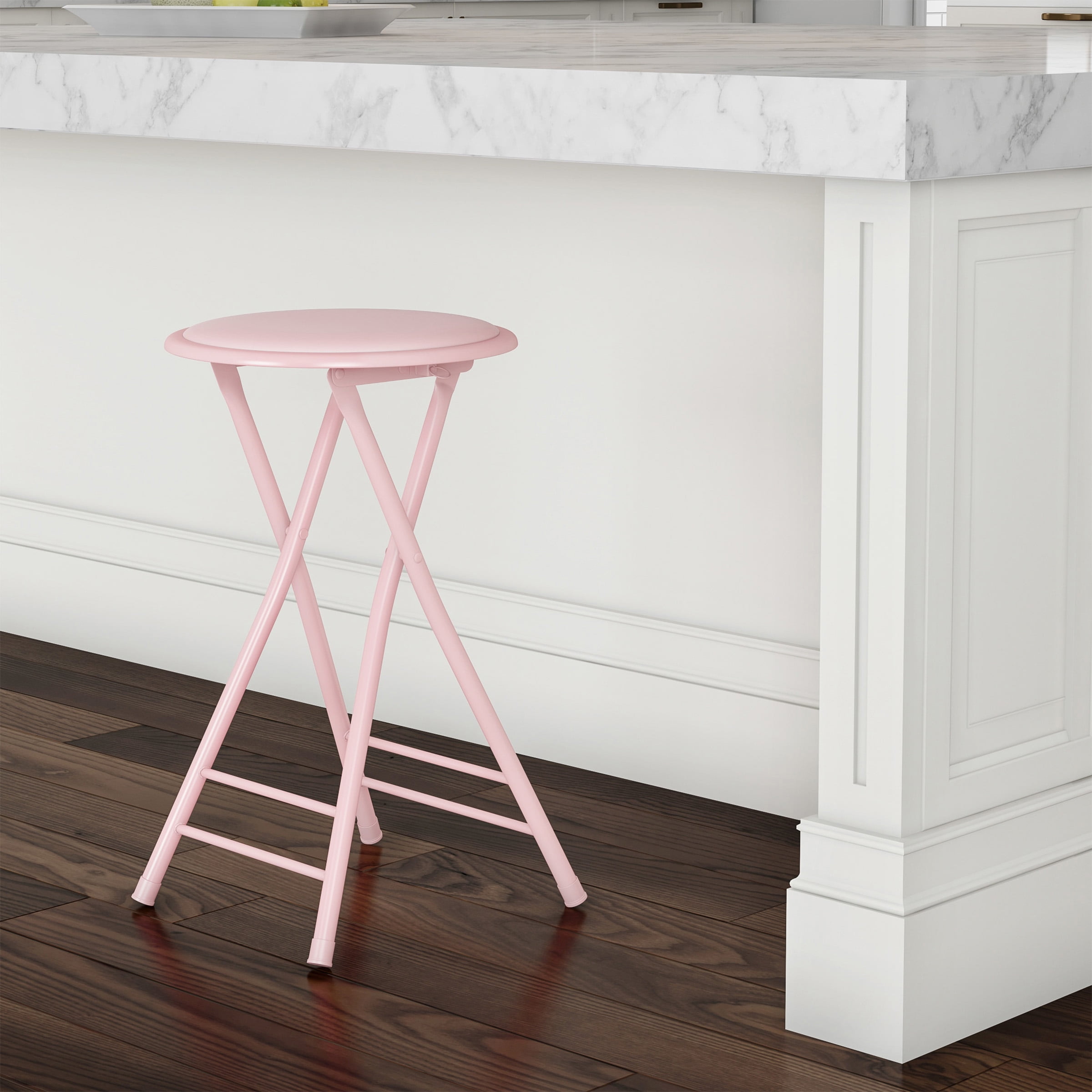 Trademark Home Backless 24 inch Folding Stool with 225lb Capacity Pink Walmart