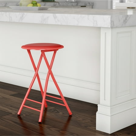 Trademark Home Backless 24-inch Folding Stool with 225lb Capacity (Red)