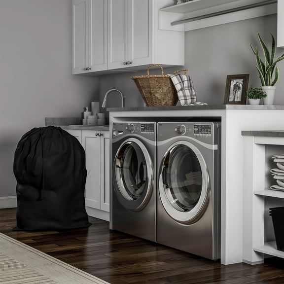 Trademark Home Washable Laundry Bag with Drawstring, Black
