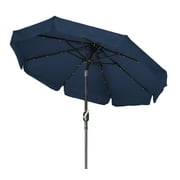Trademark Innovations 7' Blue Deluxe Solar Powered LED Lighted Patio Umbrella With Scalloped Edge Top