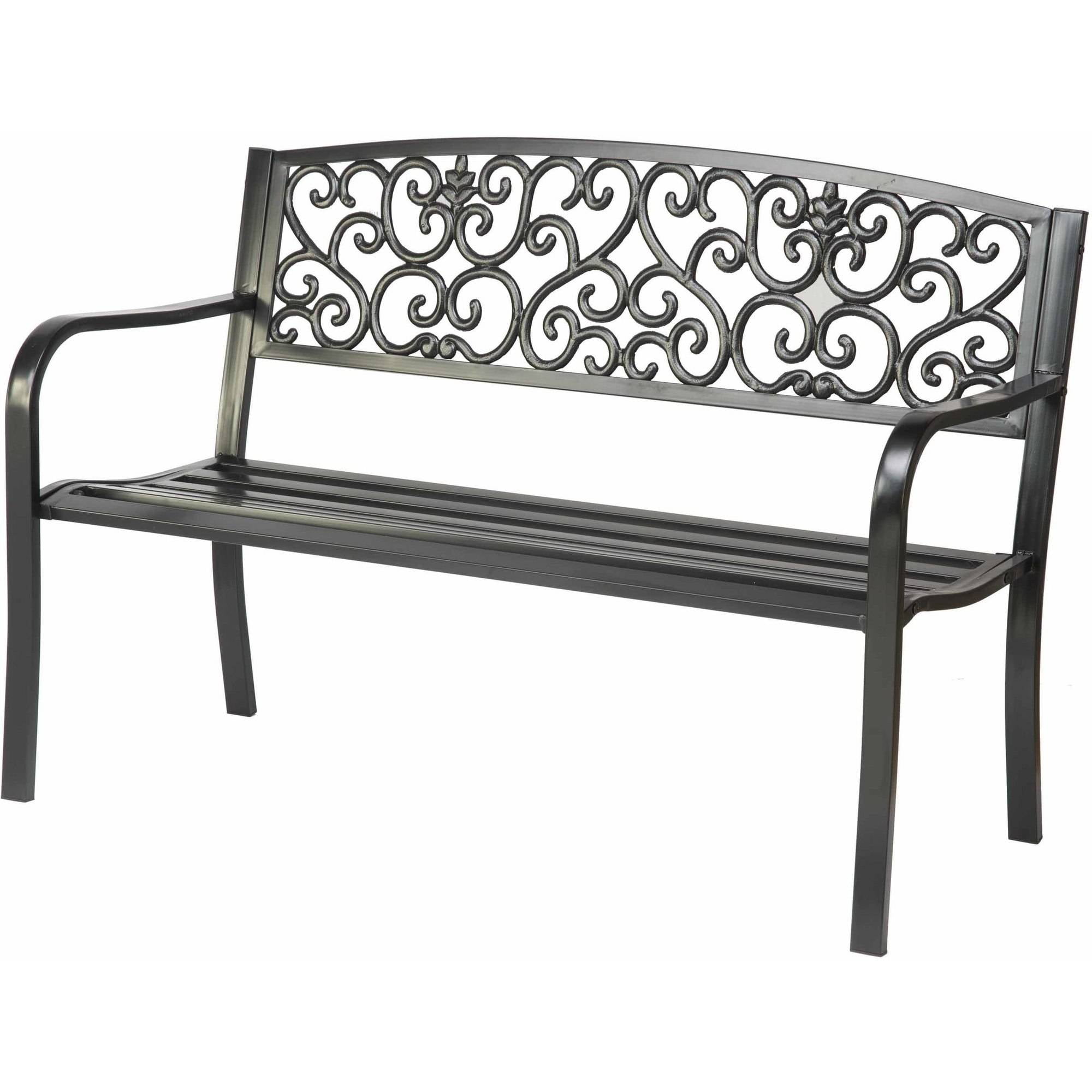 Trademark Innovations Black-Coated Steel Garden Bench - Walmart.com