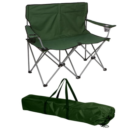 Trademark Innovations Loveseat Style Double Camp Chair with Steel Frame (Army Green)