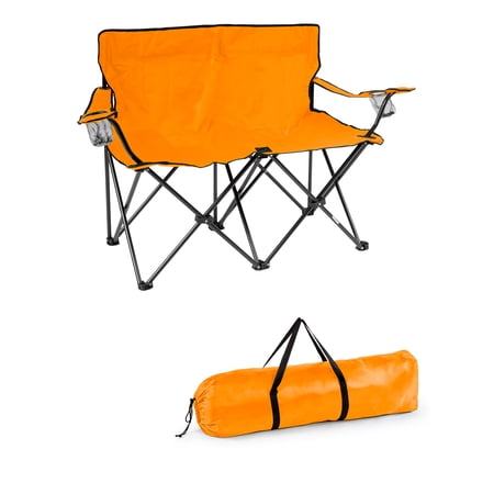 Trademark Innovations Loveseat Style Double Camp Chair with Steel Frame (Orange)