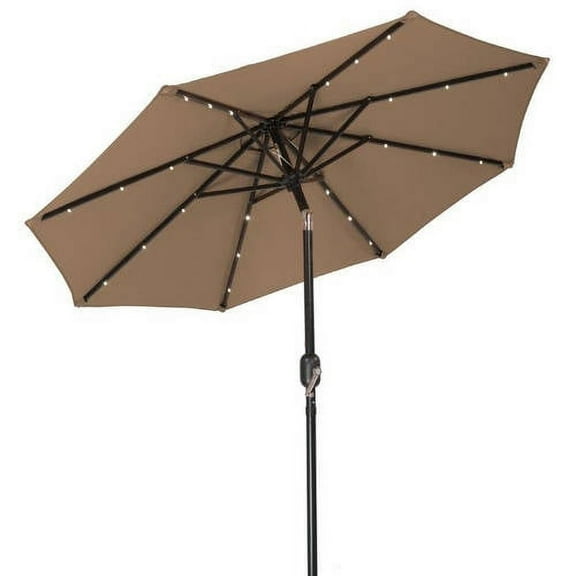 7' Solar LED Patio Umbrella by Trademark Innovations (Tan)