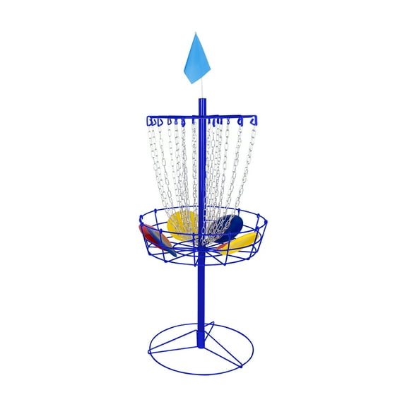 Trademark Innovations Portable Disc Golf Target, Metal Disc Frisbee Golf Goal Set Comes with 6 Discs (Blue)