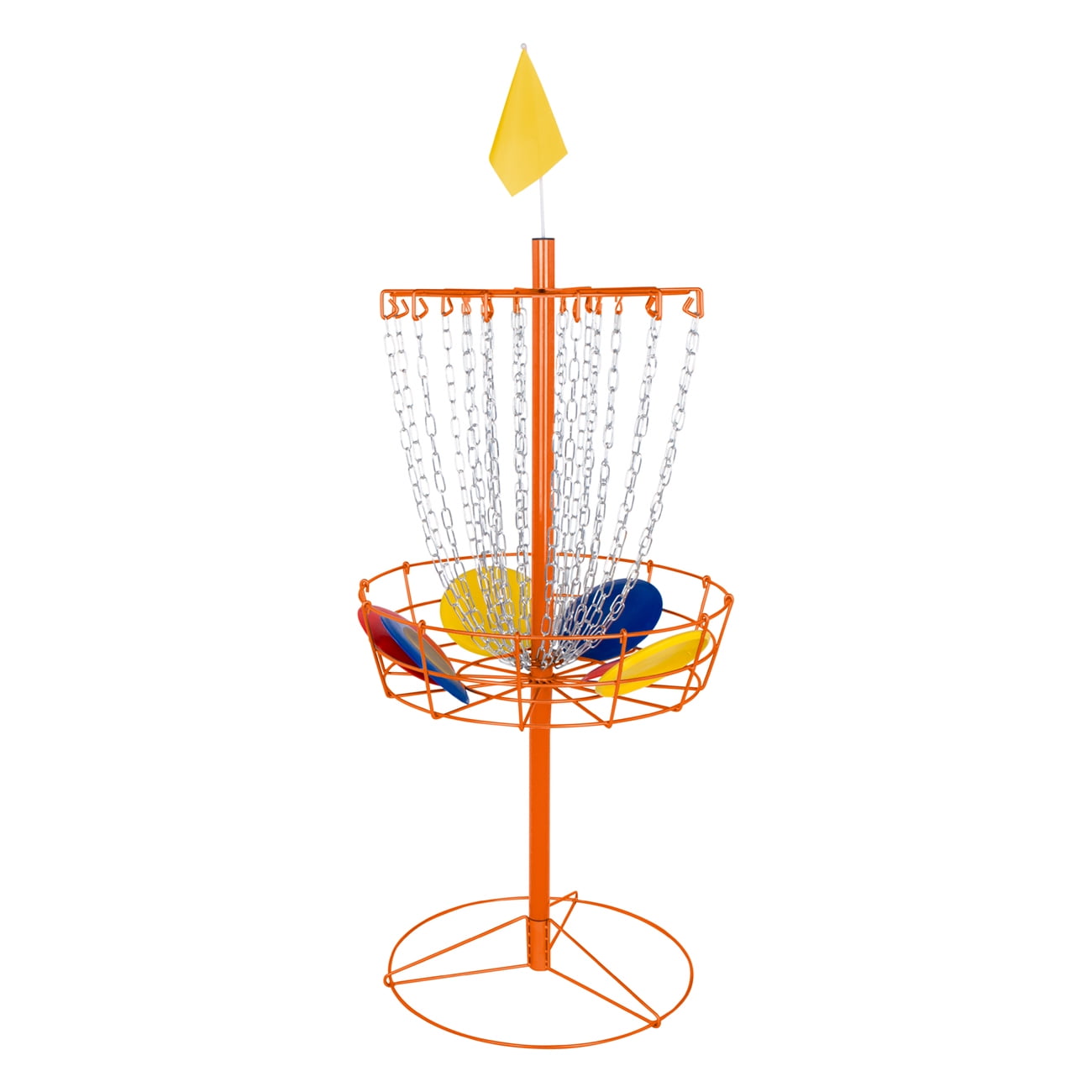 Trademark Innovations Portable Disc Golf Target, Metal Disc Frisbee Golf Goal Set Comes with 6 Discs (Orange)