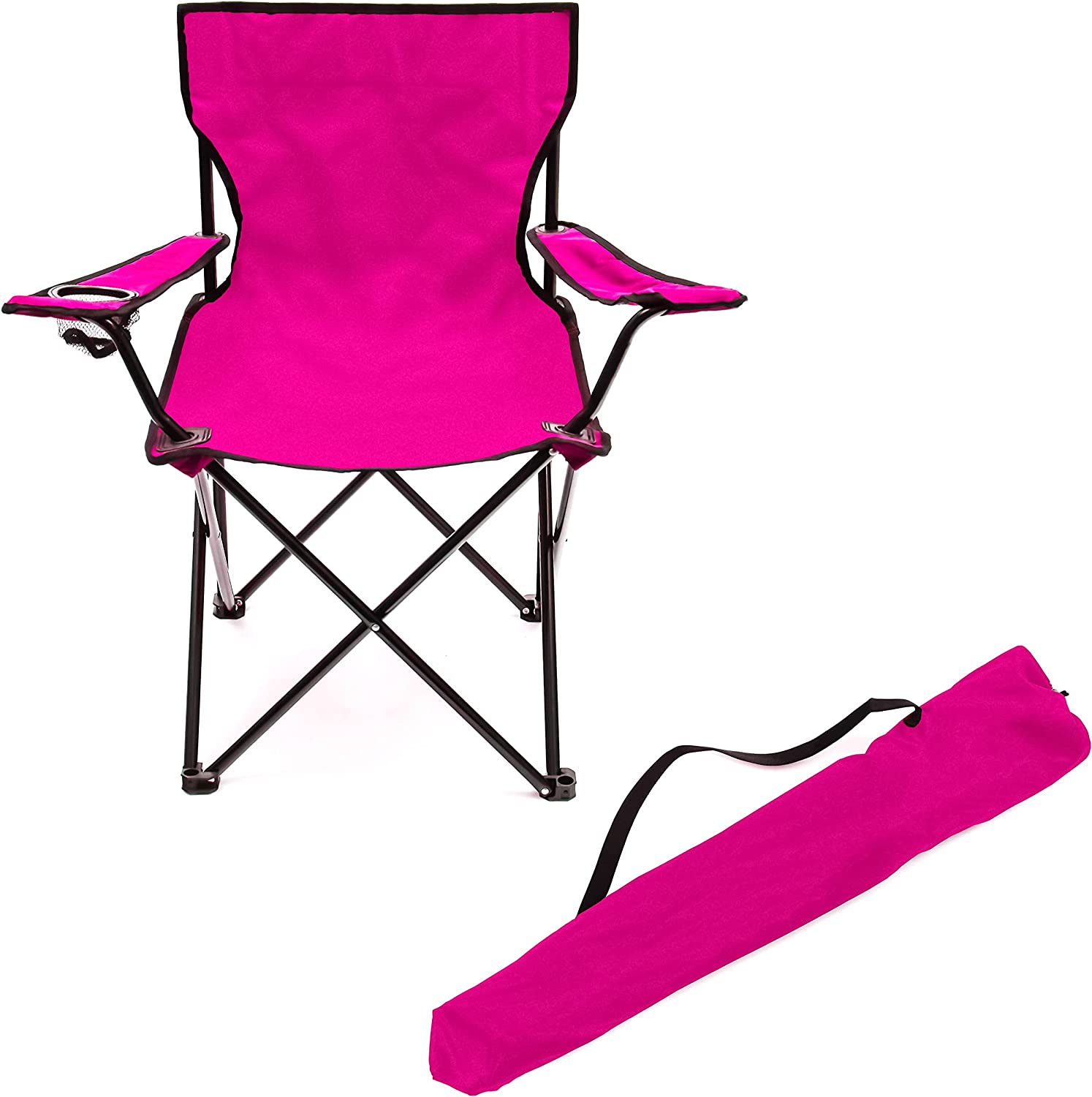 Trademark Innovations Portable Folding Pink Camp Chair, 19.5" L x 31" W x 34.5" H