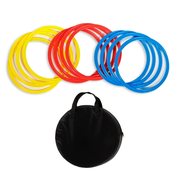 Trademark Innovations Speed & Agility Training 12" Rings + Carrying Case (Pack of 12, Red, Yellow & Blue)