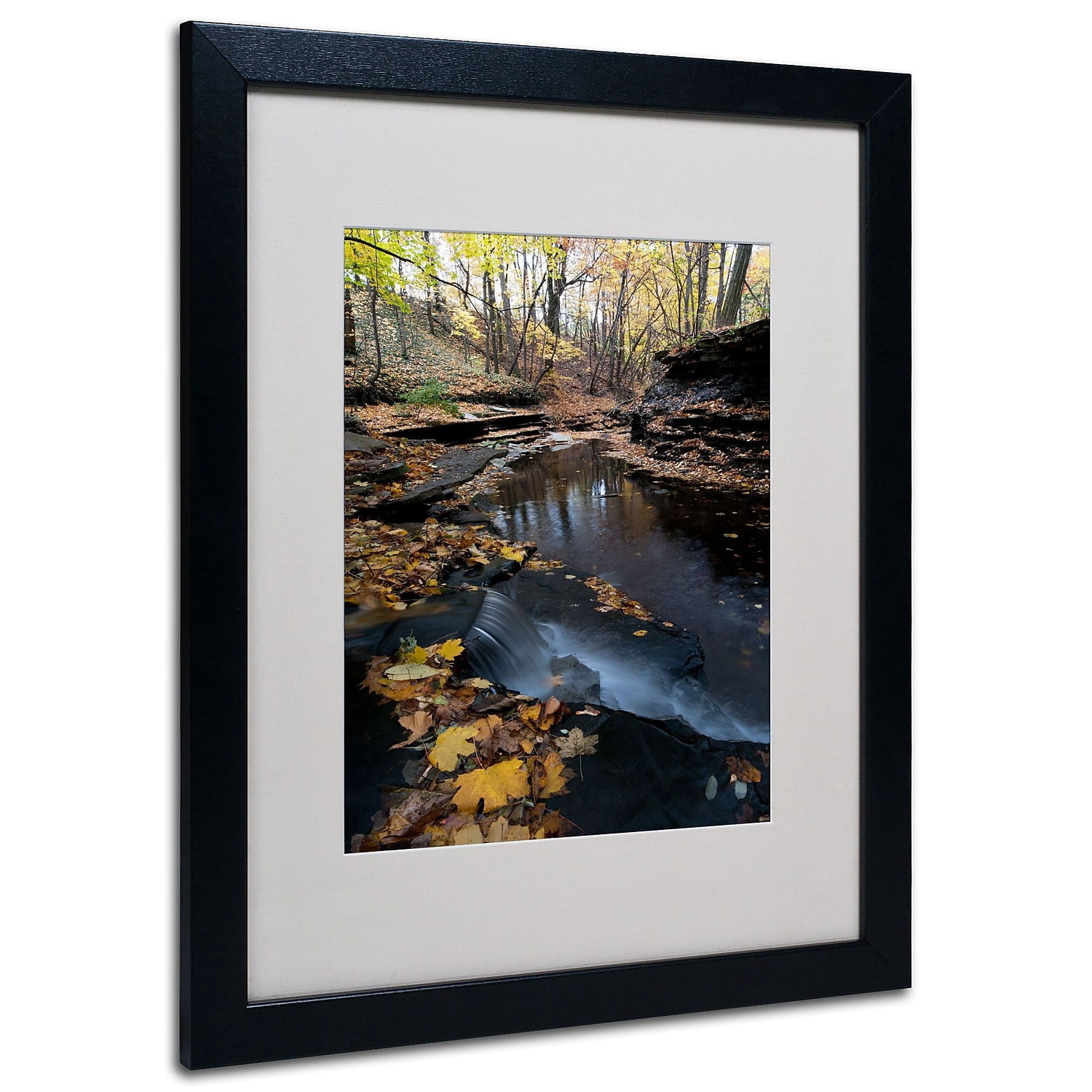 Trademark Kurt Shaffer "Autumn Stream" Art White Matte With Black Frame 16" x 20" (KS503-B1620MF)