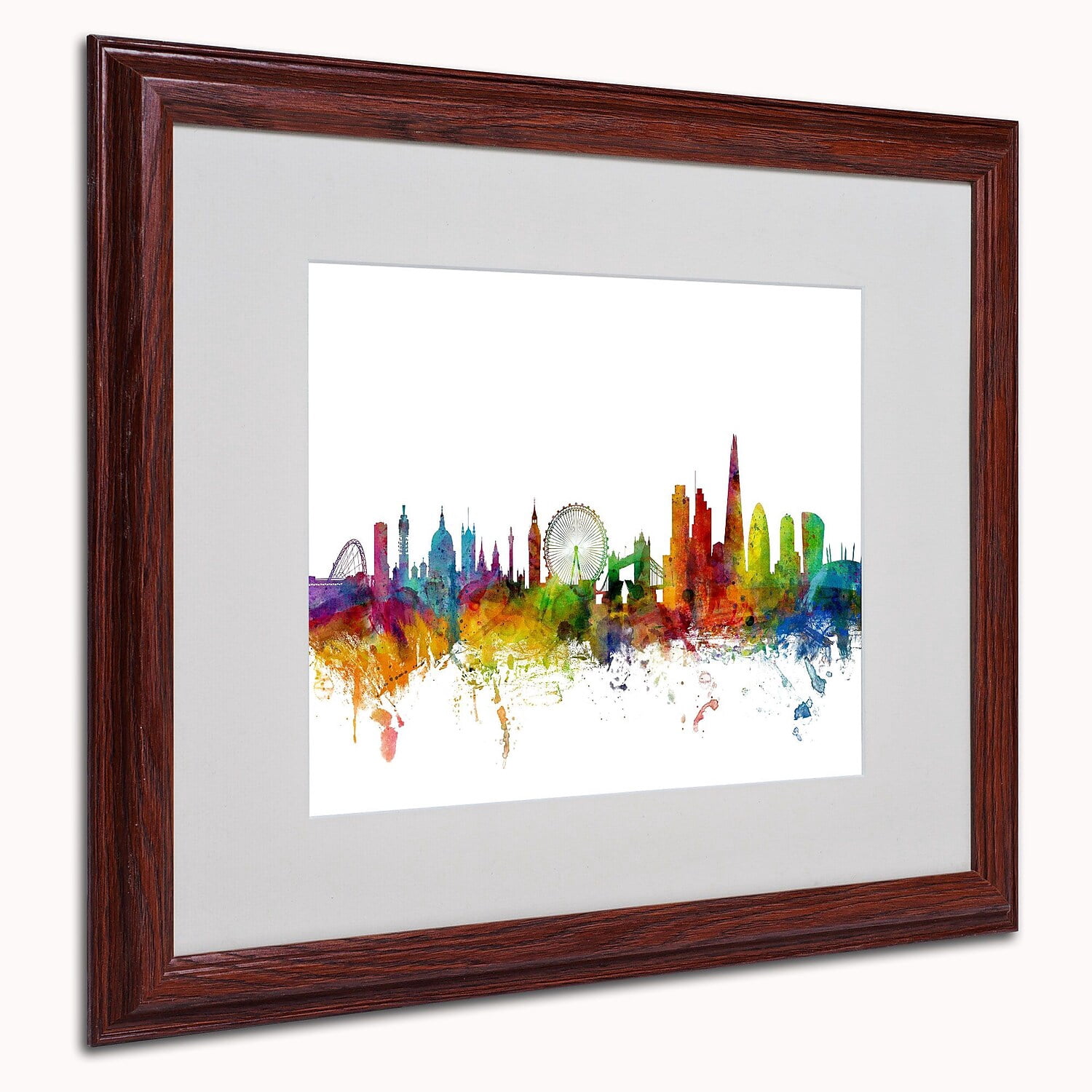 Trademark Michael Tompsett "London England Skyline IX" Art White Matte W/Wood Frame 16" x 20"