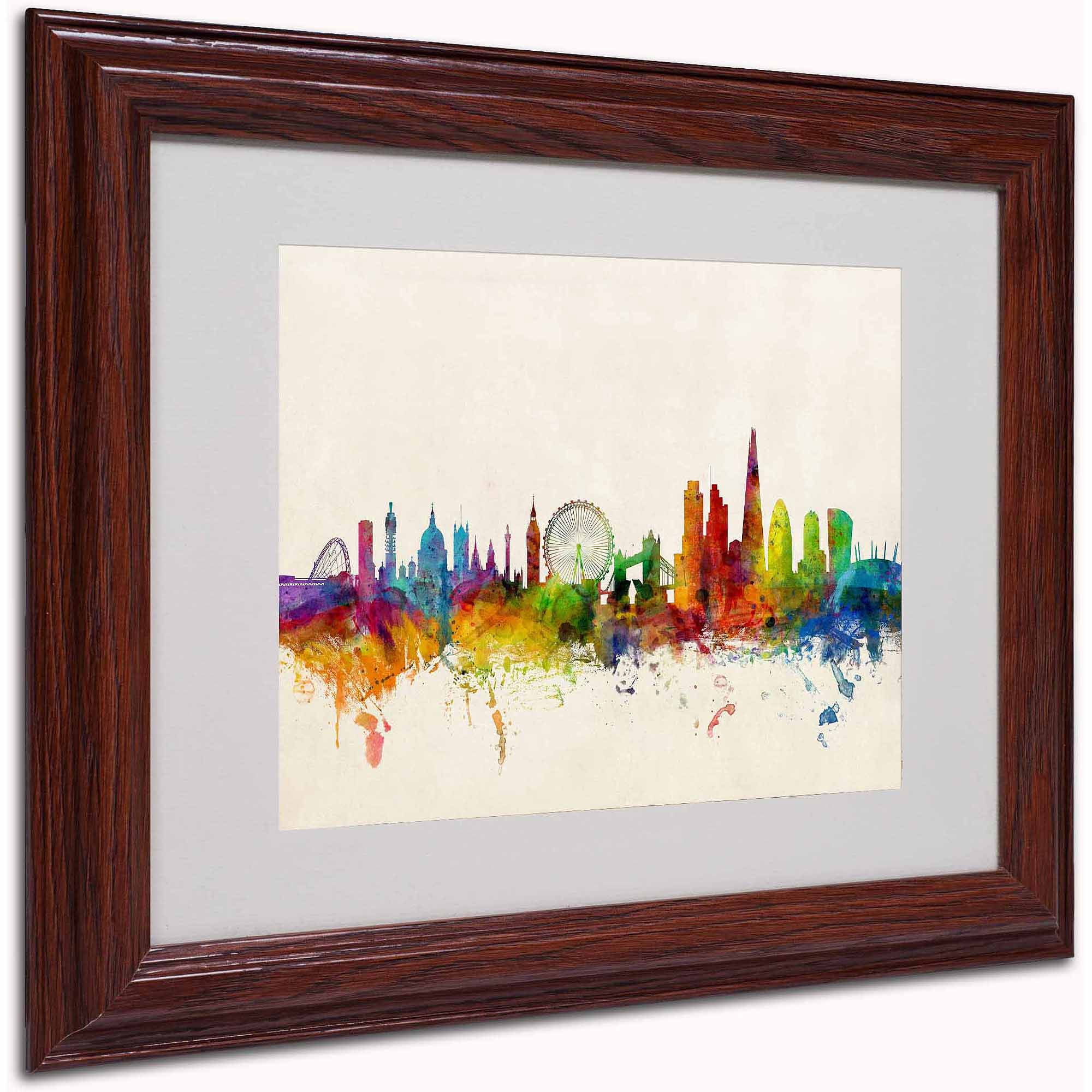 Trademark Michael Tompsett "London England Skyline VII" Art White Matte W/Wood Frame 16" x 20"
