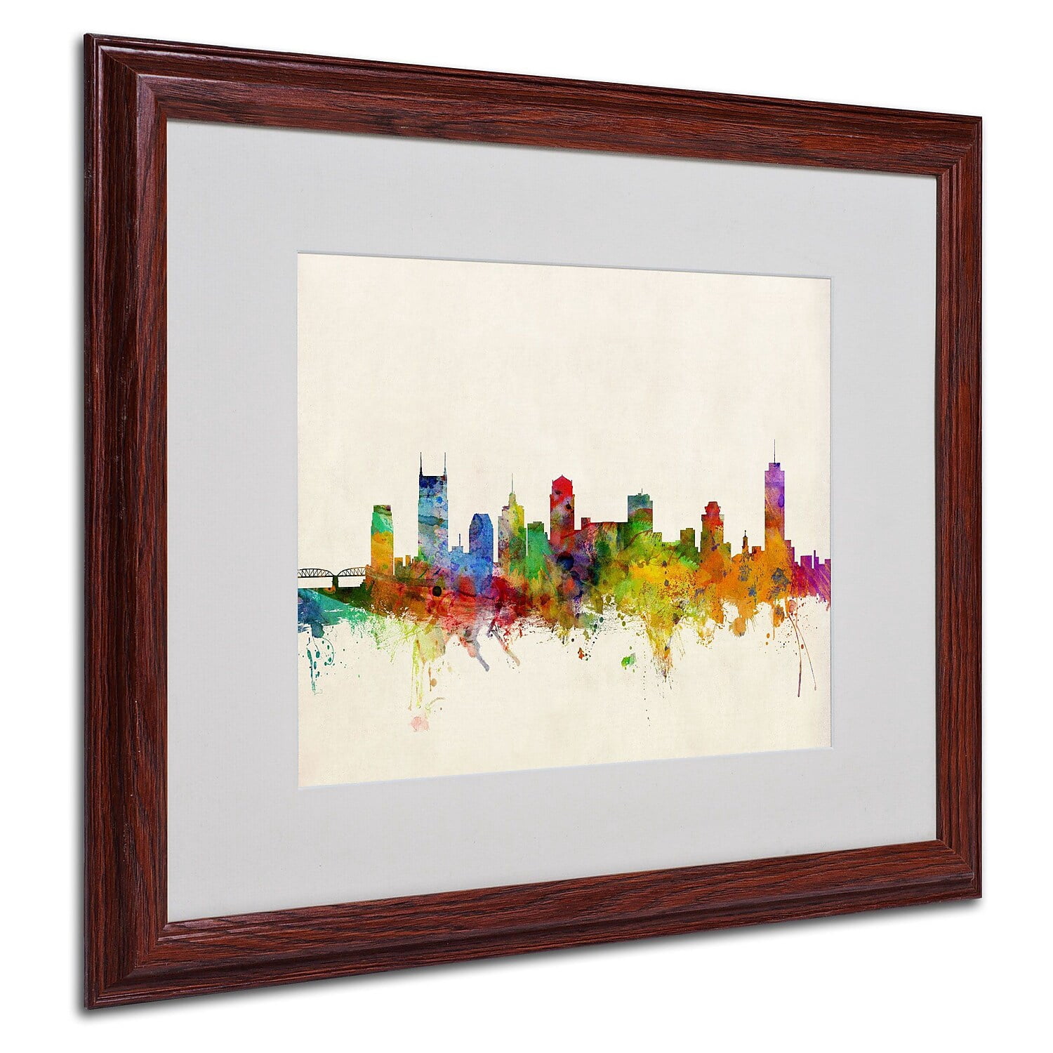 Trademark Michael Tompsett "Nashville Skyline" Art White Matte W/Wood Frame 16" x 20"