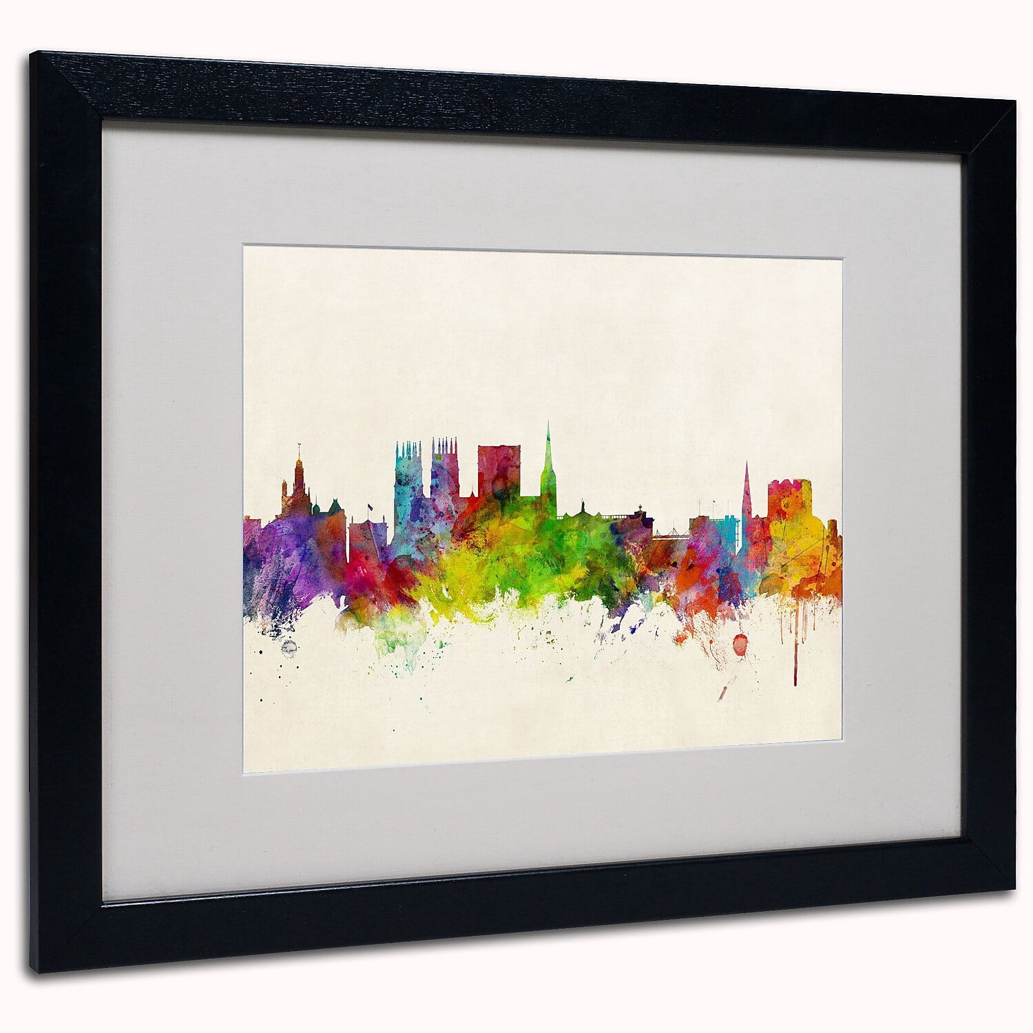 Trademark Michael Tompsett "York England Skyline" Art White Matte W/Black Frame 16" x 20"