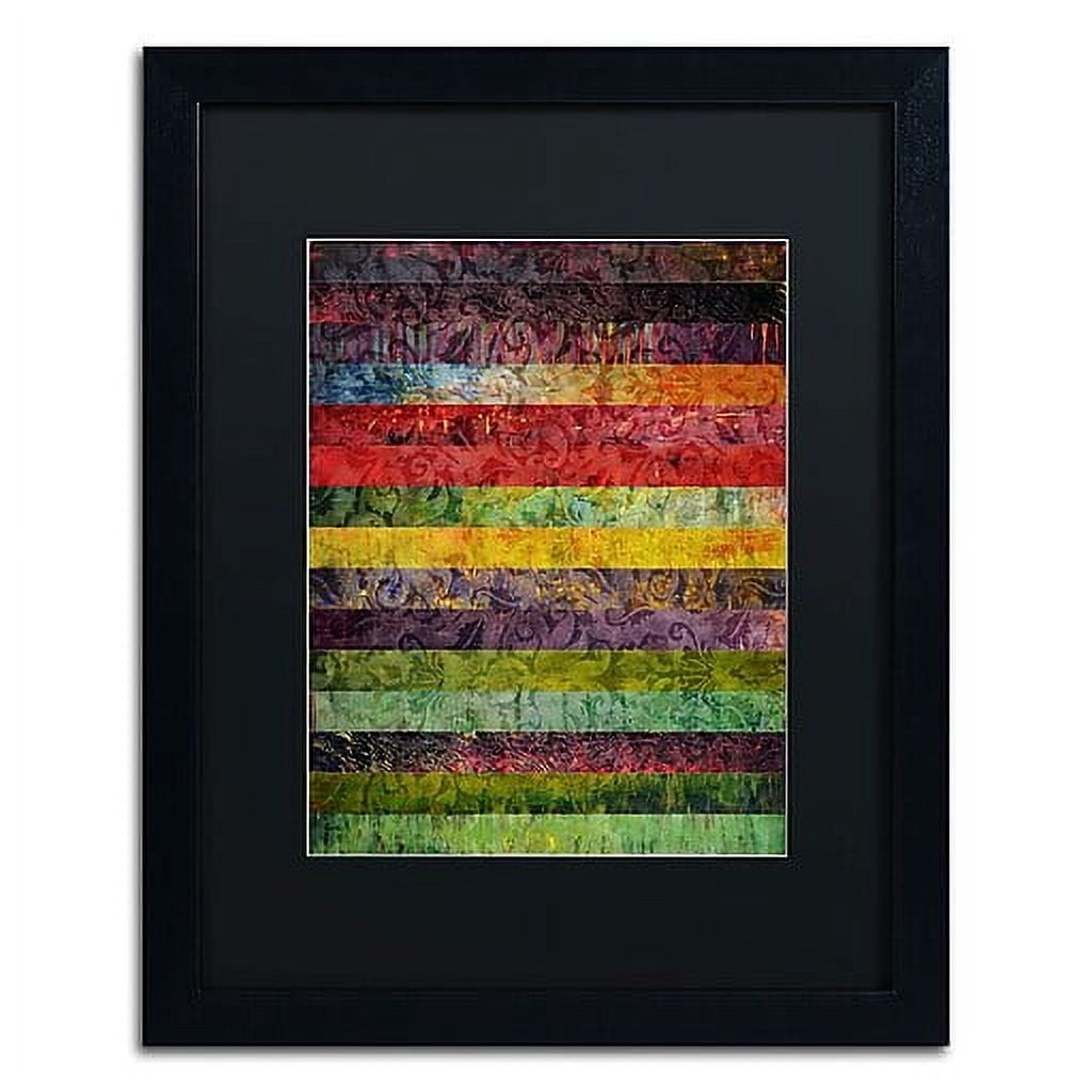 Trademark Michelle Calkins 'Brocade and Stripes 3' Art, Black Matte With Black Frame, 16' x 20'