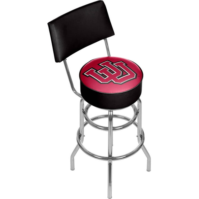 Trademark NCAA University of Utah 40" Padded Swivel Bar Stool with Back, Chrome