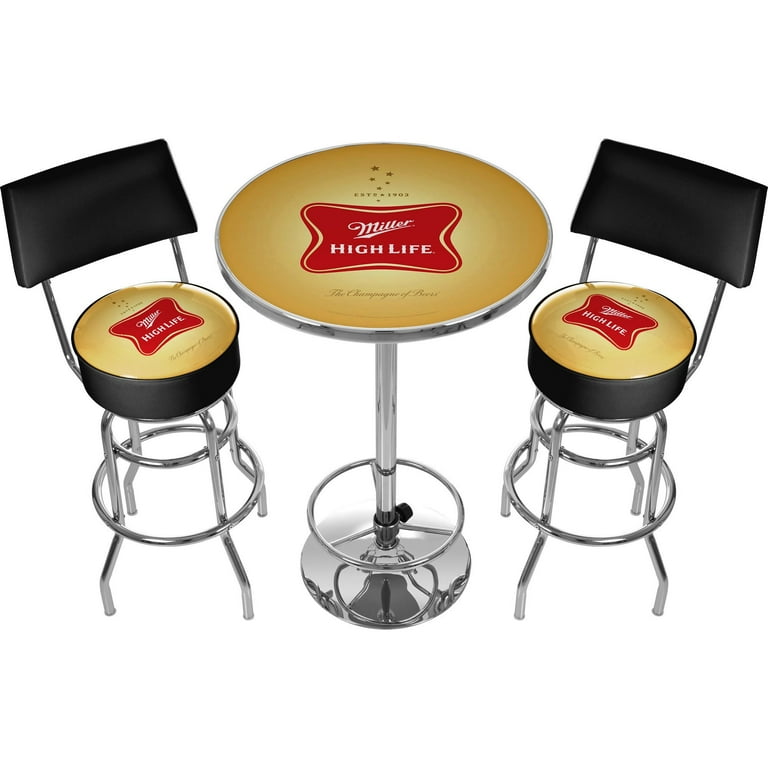 Trademark Poker MHL9900 Ultimate Miller High Life Pub Table and Stools with Back