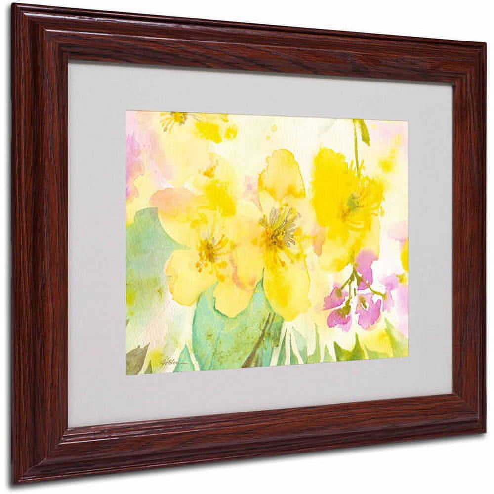 Trademark Sheila Golden "Yellow Trio" Art White Matte With Wood Frame 16" x 20" (SG5677-W1620MF)