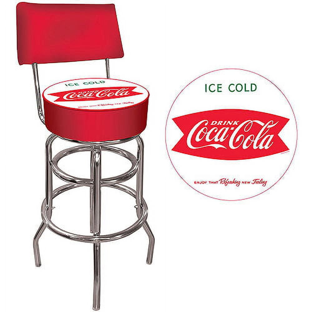 Coke Chrome Bar Stool with Swivel - Coca-Cola Things Go Better with Coke  Bottle Art 