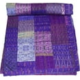 thumbnail image 1 of Trademoon Indian Handmade Cotton Kantha Quilt, Village Gudri , Bedspread , Blanket Size ( King 108" x 108" ), 1 of 5