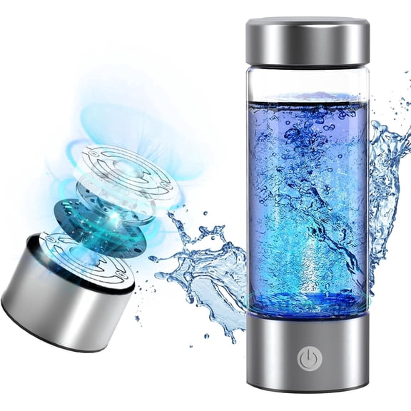 Tradenest Hydrogen Water Bottle Generator 3000 PPB, USB Rechargeable PEM SPE Water Ionizer, BPA-Free Portable Glass Bottle, Leakproof for Home, Gym, Travel & Office
