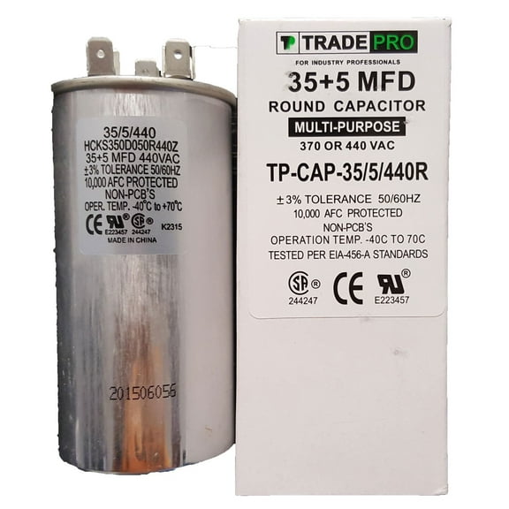 Tradepro TP-CAP-35/5/440R Round Run Capacitor, Gray 440V