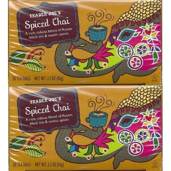 Trader Joe'S Spiced Chai (A Rich, Robust Blend Of Assam Black Tea & Exotic Spices), 20 Tea Bags (2-Pack) By Trader Joe'S [Foods]