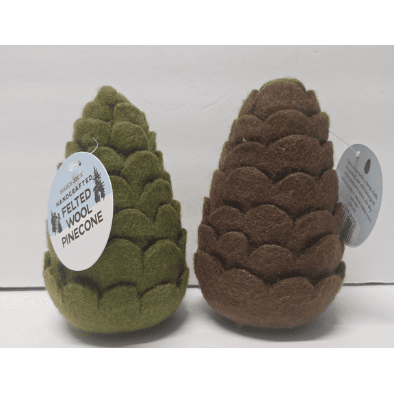 Trader Joes 2 Colors Handcrafted Felted Wool Pinecone