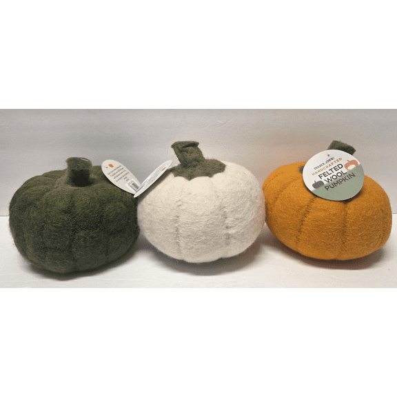 Trader Joes 3 Colors Handcrafted Felted Wool Pumpkin