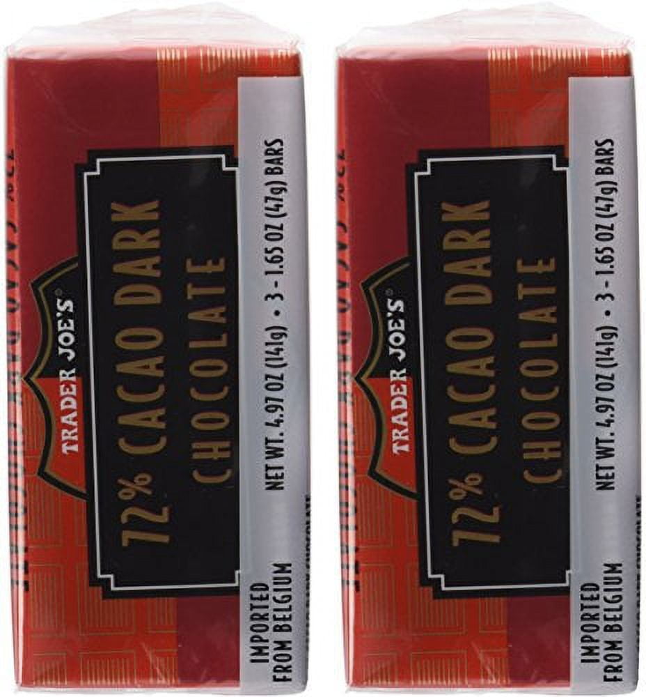 Trader Joe's 72% Cacao Belgian Dark Chocolate Bars (2 Packs of 3)