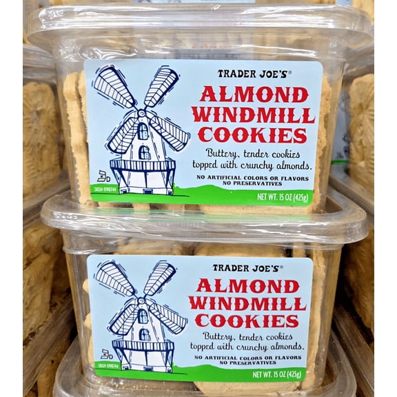 Trader Joe's Almond Windmill Cookies 15oz 425g (2 Tubs)