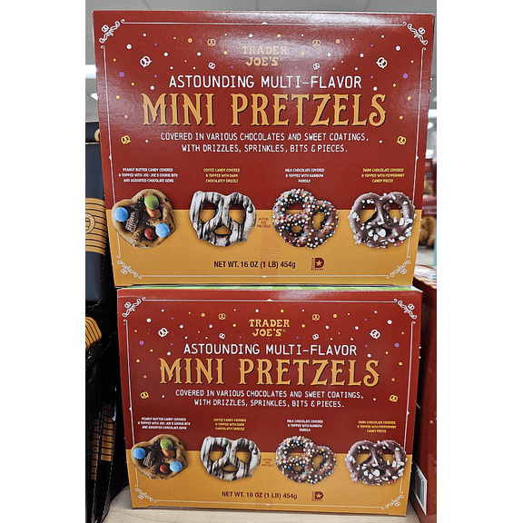 Trader Joe's Astounding Multi-Flavor Mini Pretzels 16oz 454g (2 Boxes)