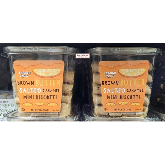 Trader Joes Brown Butter Salted Caramel Mini Biscotti 9oz 255g (2 Tubs)