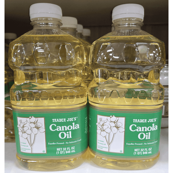Trader Joe's Canola Oil Expeller Pressed No Solvents 32fl oz 946ml (2 Bottles)