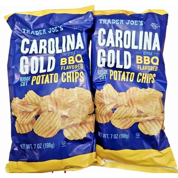 Trader Joe's Carolina Gold BBQ Flavored Ridge Cut Potato Chips 7oz 198g (2 Bags)