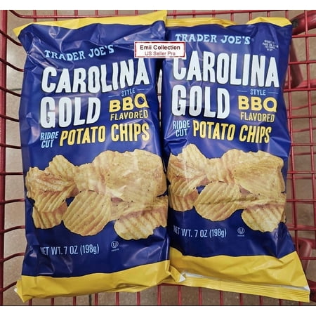 Trader Joe’s Carolina Gold BBQ Flavored Ridge Cut Potato Chips 7oz 198g (2 Bags)