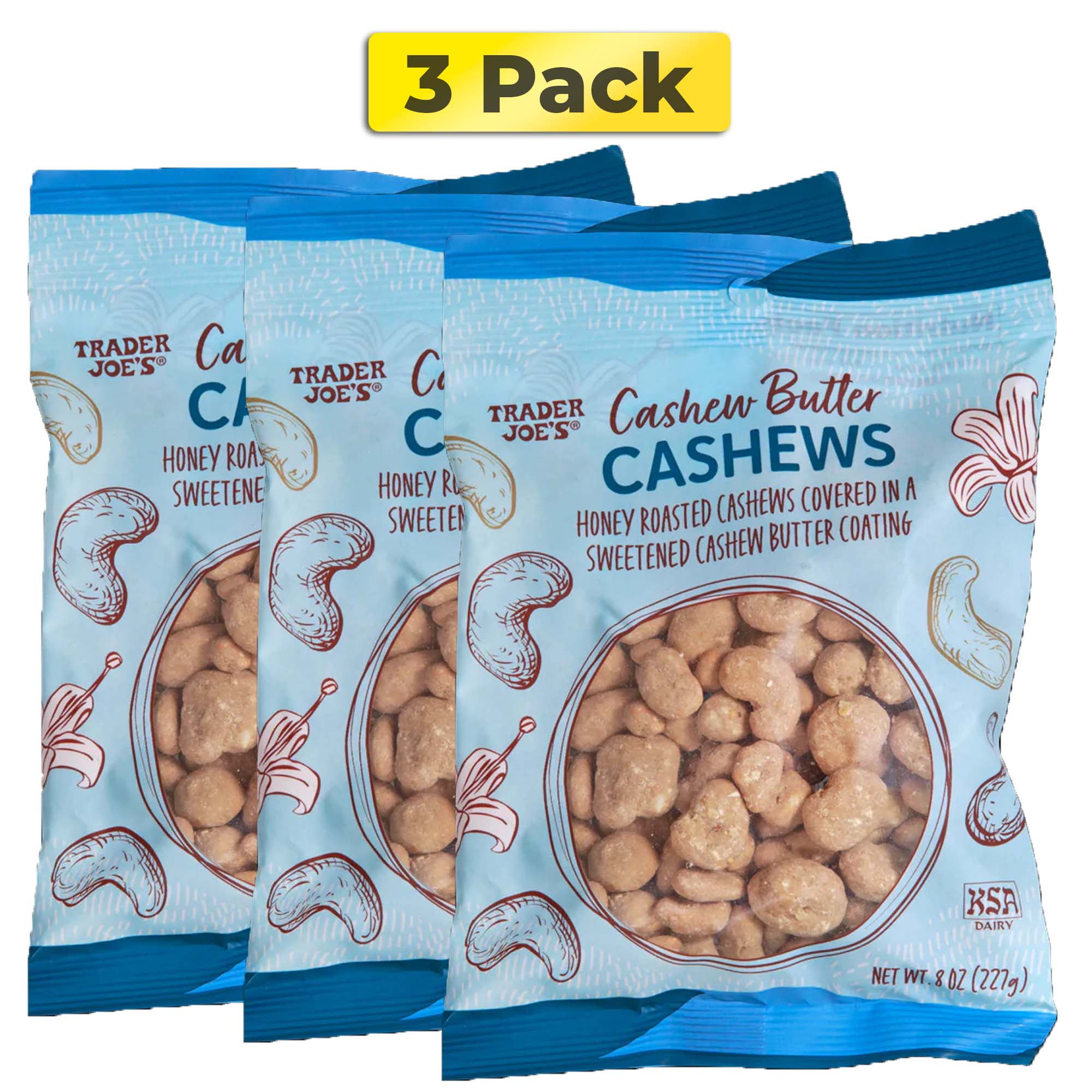 Trader Joes Cashew Butter Cashews, 8 oz, Pack 3