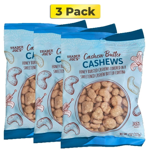 Trader Joes Cashew Butter Cashews, 8 oz, Pack 3