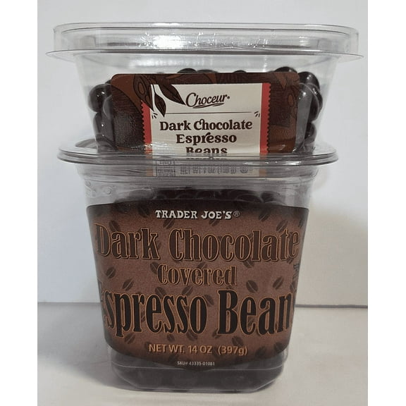 Trader Joe's & Choceur Dark Chocolate Covered Espresso Beans (2 Tubs)