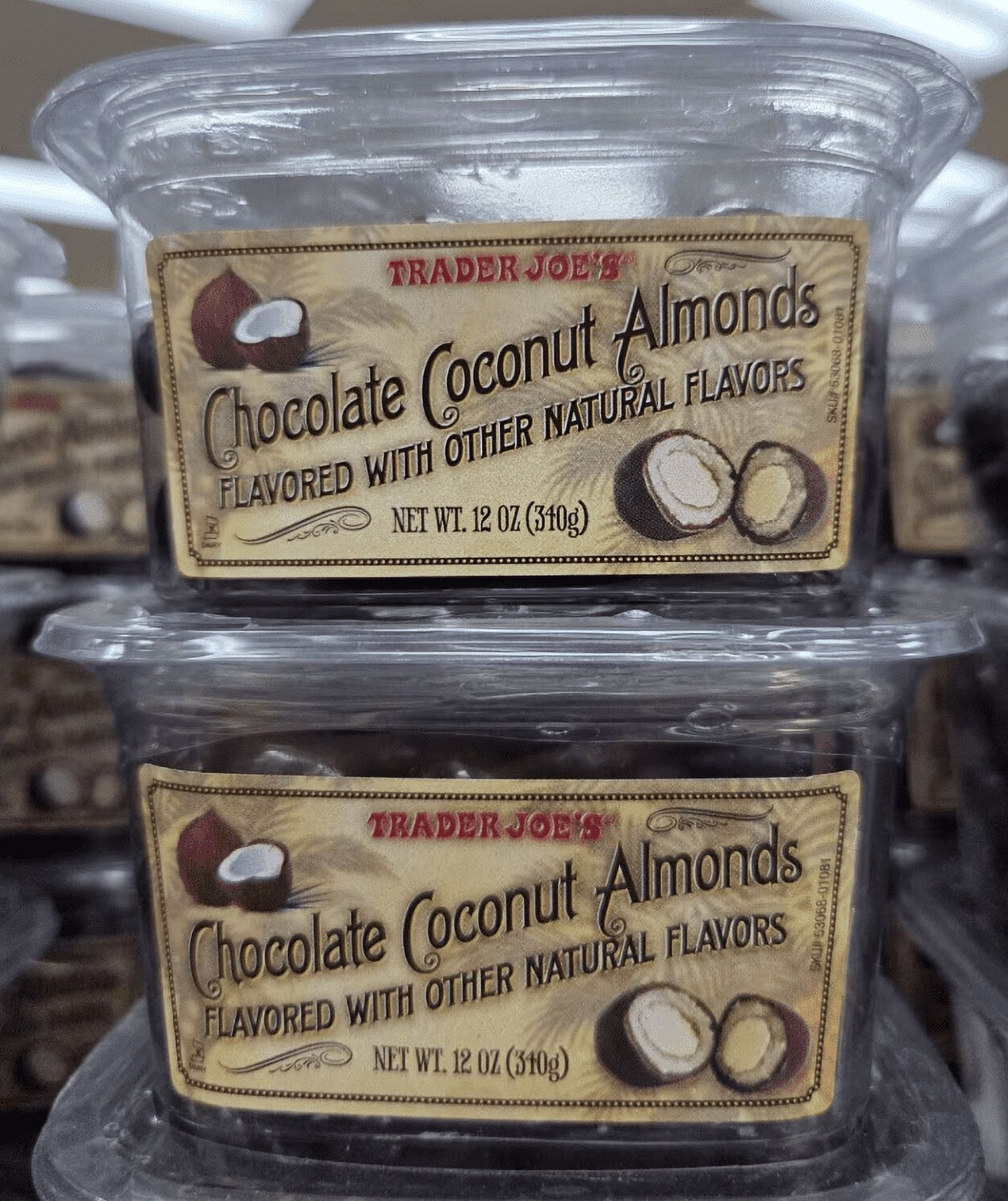 Trader Joe's Chocolate Coconut Almonds 12oz 310g (2 Tubs)