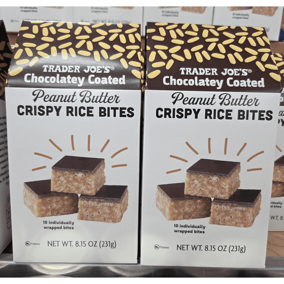Trader Joe's Chocolatey Coated Peanut Butter Crispy Rice Bites 8.15oz 231g (2 Boxes)